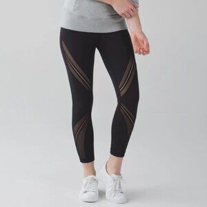 Lululemon High Times Pant - black leggings with mesh cutouts - size 6